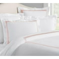 thumbnail image 1 of The Tangerine Store 3-Piece Lines Pure Linen Duvet Cover Set 102x90 inches - King Size, White With Coral Pink Embroidered Edge - Zip Closure, 4 Corner Ties, Pre-Washed Fabric, 1 of 2