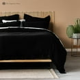 thumbnail image 1 of The Tangerine Store 4-Piece Linen Cotton Mix Sheet Set 112x102 inches - California King Size, Pure Black Embroidered Edge - Pre-Washed Fabric, 1 of 6