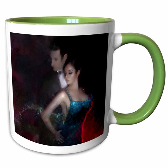 3drose, the Tango Dance, 15oz Two-tone Green Mug