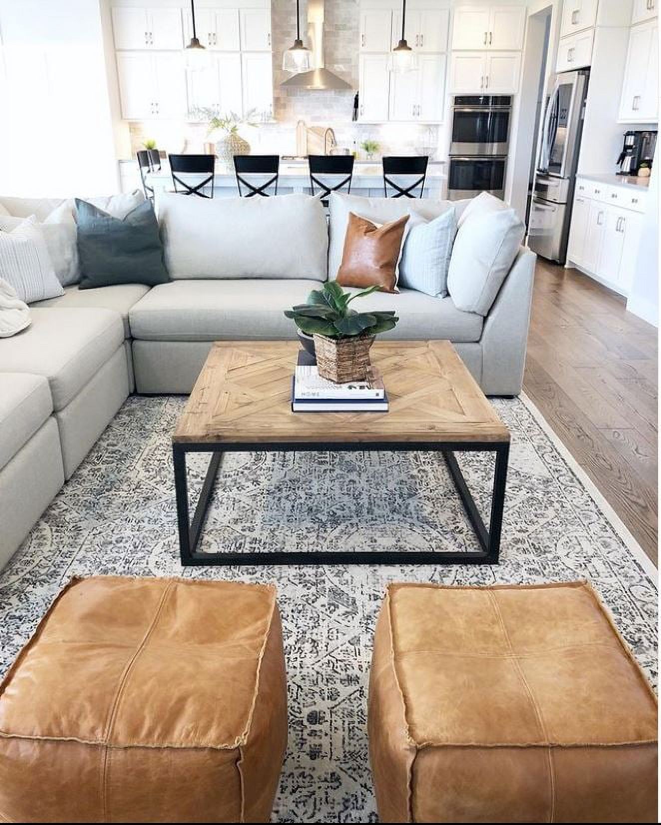 Prefilled, Genuine Leather, Moroccan Ottoman, Handmade, Stuffed Pouf