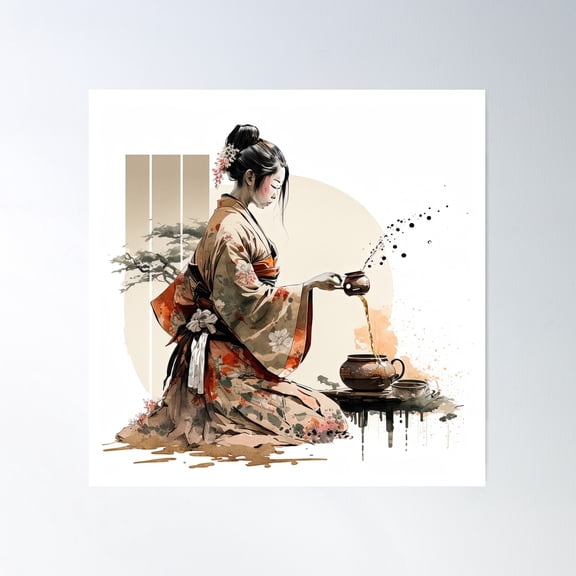 The Tea Room, Geisha Poster Wall Art, Modern Wall Decor For Living Room Bedroom, 8x12 UNFRAMED