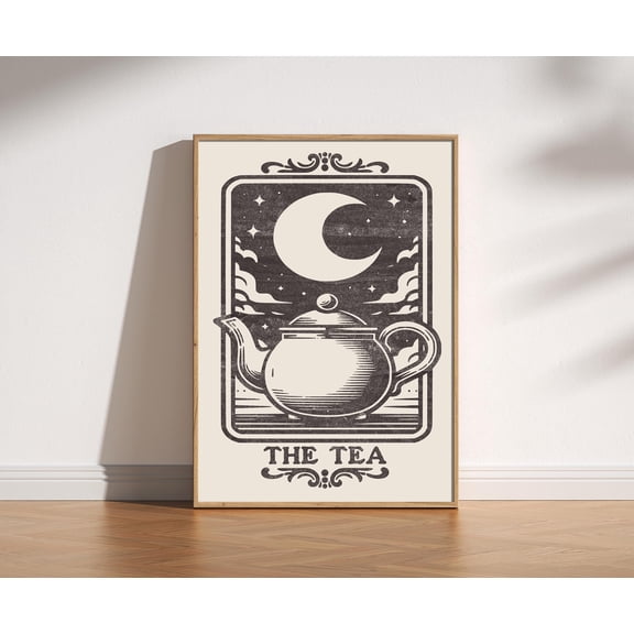 The Tea Tarot Card Print, Celestial Tea Kitchen Print, Tarot Card Style Art, Mystical Kitchen Poster, Retro Tea Print , Poster Print Only