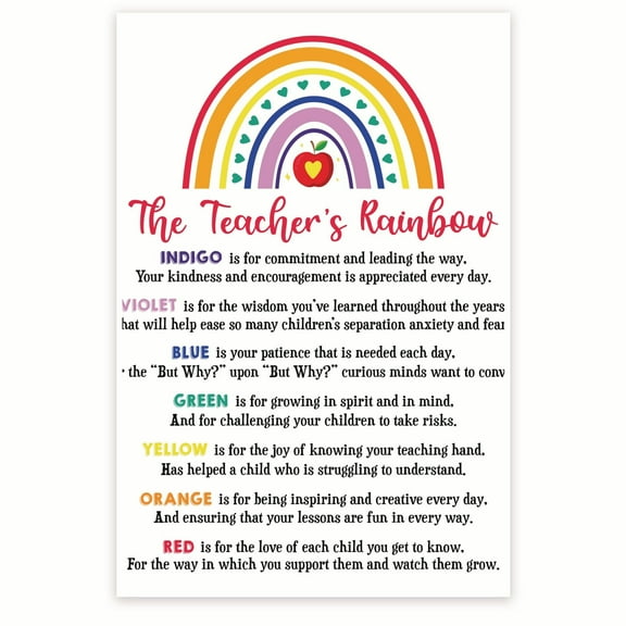 The Teacher's Rainbow Poster - Inspiring Beautiful Teacher Decor - Classroom Wall Art Decor Decorations - 12 x 18 Inch Poster - Unframed - Premium 100lb Gloss - Made In USA - BMCP0146