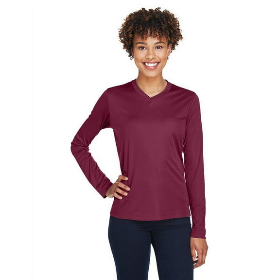 The Team 365 Ladies' Zone Performance Long-Sleeve T-Shirt - SPORT MAROON - L