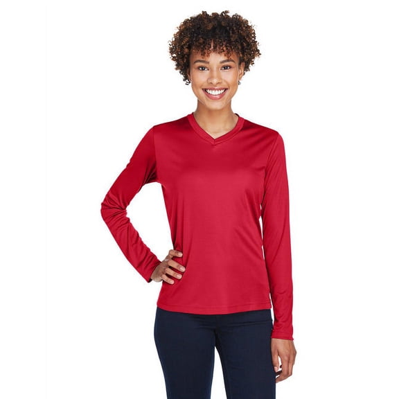The Team 365 Ladies' Zone Performance Long-Sleeve T-Shirt - SPORT RED - XS