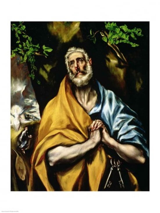 The Tears of St Peter Canvas Art - El Greco (18 x 24)