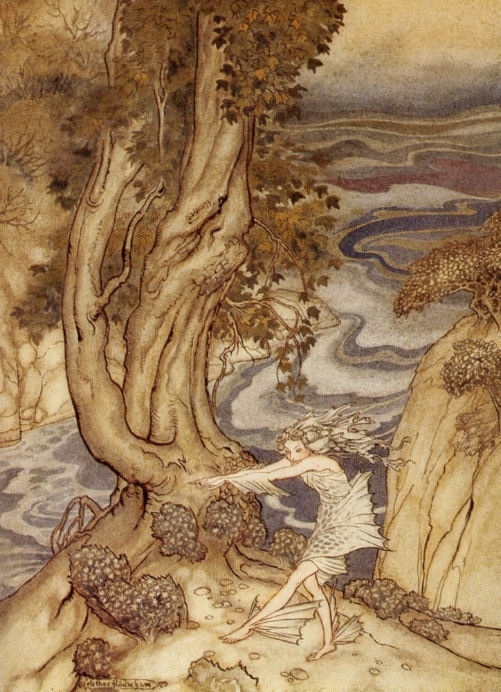 The Tempest 1926 Ariel like water-nymph Canvas Art - A Rackham (18 x 24)
