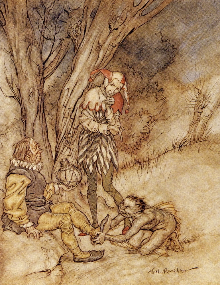 The Tempest 1926 Ill kiss thy foot Canvas Art - A Rackham (18 x 24)