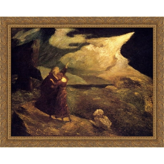 The Tempest 34x28 Large Gold Ornate Wood Framed Canvas Art by Albert Pinkham Ryder