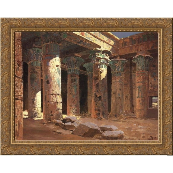 The Temple of Isis on Philae island 24x20 Gold Ornate Wood Framed Canvas Art by Polenov, Vasily