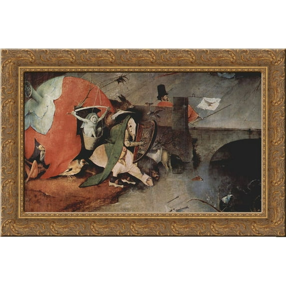 The Temptation of St. Anthony (detail) 24x18 Gold Ornate Wood Framed Canvas Art by Bosch, Hieronymus