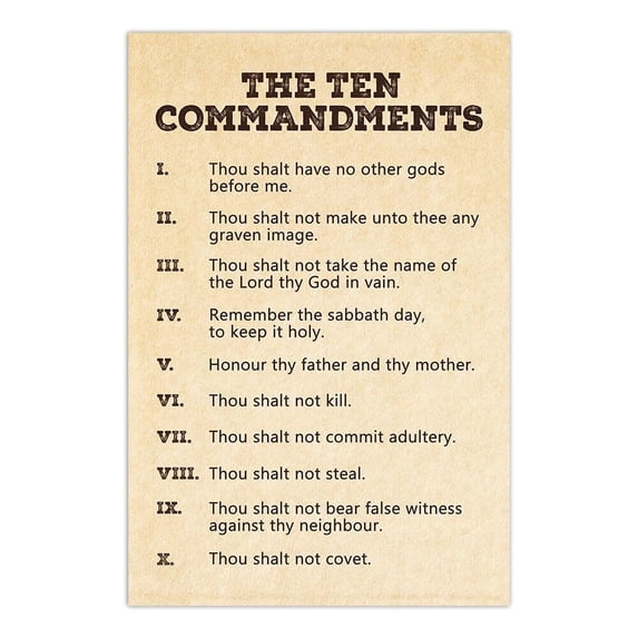 The Ten Commandments , 10 Commandments Wall-Art, Religious Bible Testament Rules Scripture Verse Decalogue Cool Wall Decor Art Print