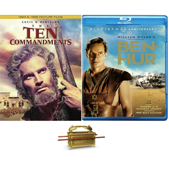 The Ten Commandments 1956 & 1923 Ben-Hur Charlton Heston Triple Feature 4 Blu Ray Set Includes Bonus Ark of The Covenants Art Card