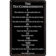 The Ten Commandments Metal Tin Sign, 12 x 8 Inch Vintage Bible Verse Wall Decor for Home, Church, Office, Classroom, Prayer Room