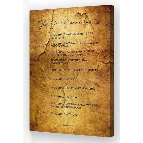 The Ten Commandments Poster Vintage Framed Bible Scripture Wall Art Pictures Prints Christian Quotes Wall Decor Canvas Wall Hanging Artwork