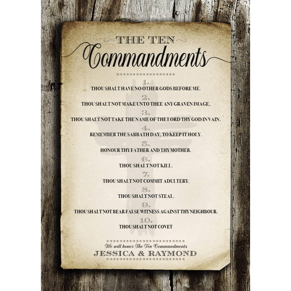 The Ten Commandments | Scripture Print, Wall Decor - Rustic