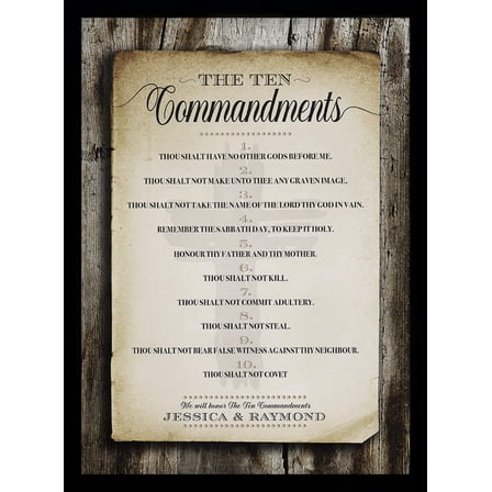 The Ten Commandments | Scripture Print, Wall Decor - Rustic