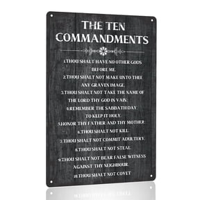 The Ten Commandments Tin Metal Plaque & Sign 12 x 8 Inches