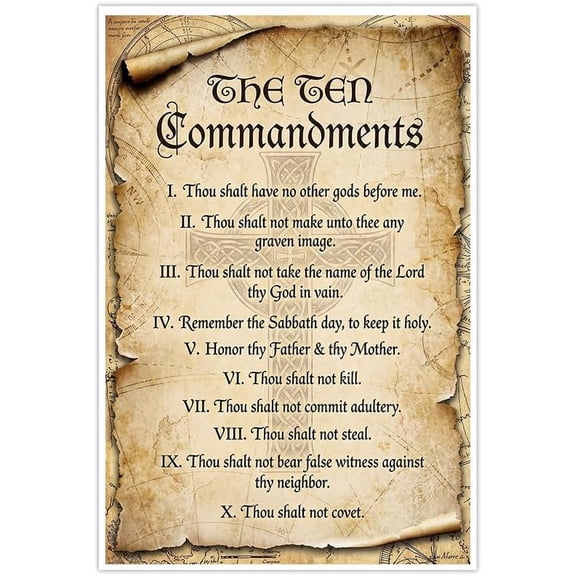 The Ten Commandments Vintage Scroll Wall Art Canvas Prints Religious Decor for Bedroom Living Room Home Decoration--