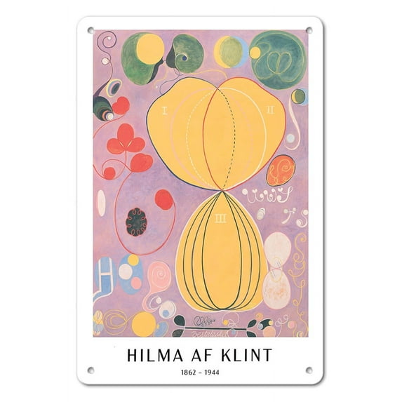 The Ten Largest Adulthood No 7 - From an Original Color Abstract Painting by Hilma af Klint c.1907 - 8 x 12 inch Vintage Metal Tin Sign