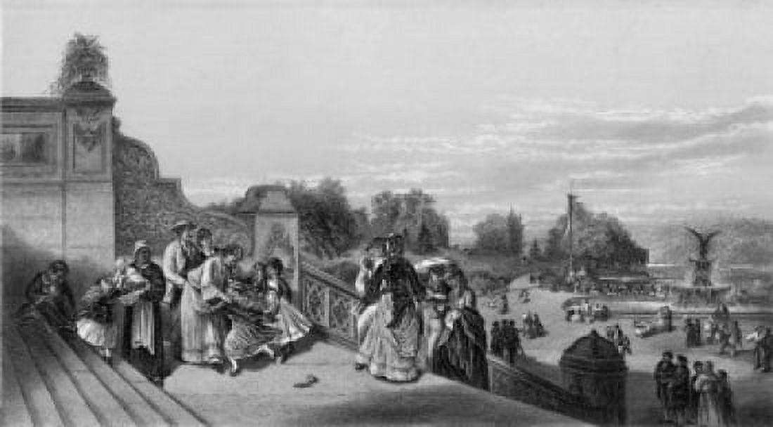 The Terrace Central Park ca1872 Charles G Rosenberg (1818-1879) Etching Canvas Art - Charles G Rosenberg (18 x 24)