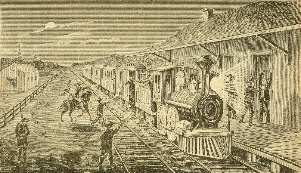 The Texas Express Train Being Robbed By Seven Mounted Robbers At ...