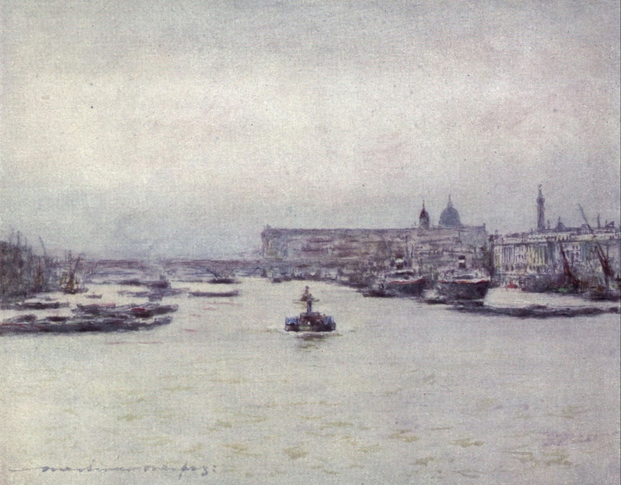The Thames 1906 The Custom House Canvas Art - Mortimer Menpes (18 x 24)