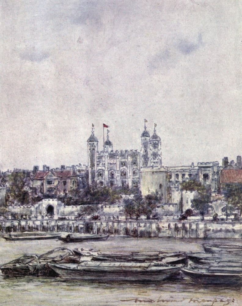 The Thames 1906 The Tower of London Canvas Art - Mortimer Menpes (18 x 24)