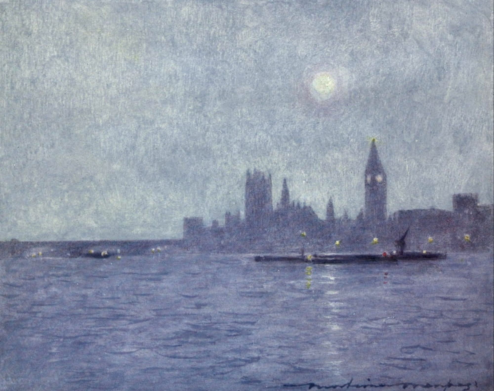 The Thames 1906 Westminster at night Canvas Art - Mortimer Menpes (18 x 24)
