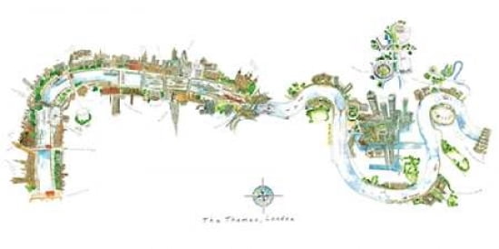 The Thames London Canvas Art - Sara Nunan (24 x 48)