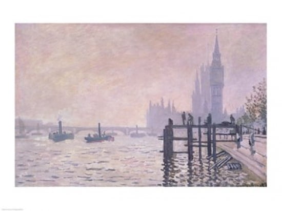 The Thames below Westminster 1871 Canvas Art - Claude Monet (24 x 18)