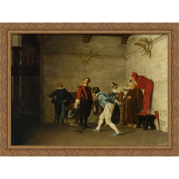 The Thespians 38x28 Large Gold Ornate Wood Framed Canvas Art by Jehan Georges Vibert