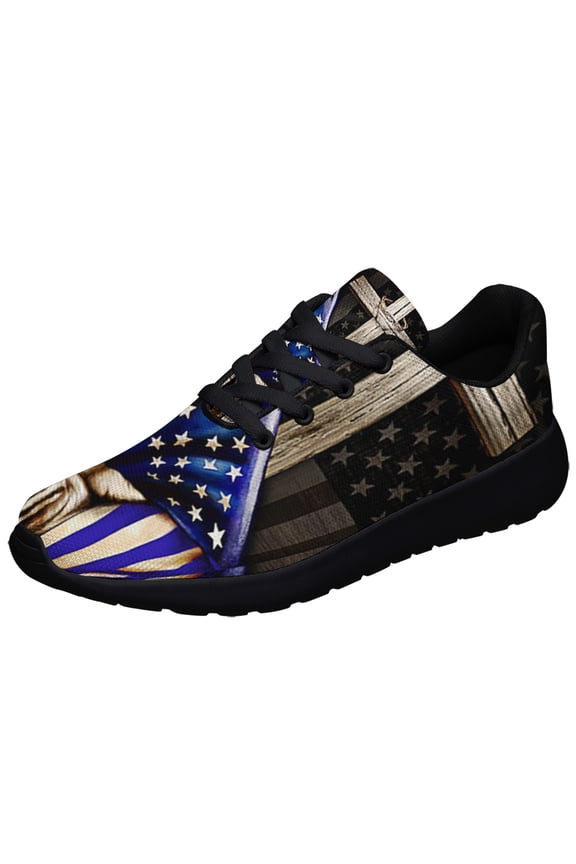 The Thin Blue Line ChriStan Cross American flag US Shoes Sneakers Black Size 5