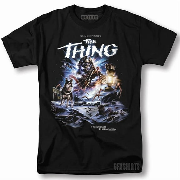 The Thing Shirt Classic Retro Horror Movie Vintage Graphic Design T-Shirt ,Black Color,Size 2XL