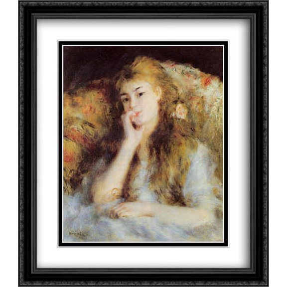 The Thinker 2x Matted 28x32 Large Black Ornate Framed Art Print by Renoir, Pierre Auguste