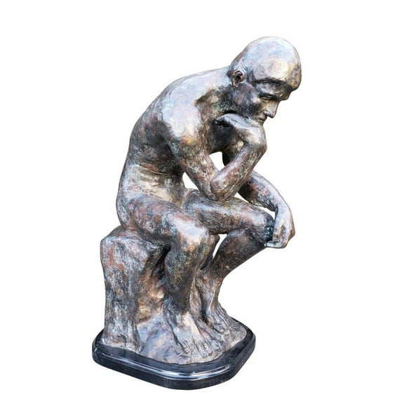The Thinker Bronze Statue Rodin Replica - Size: 16"L x 12"W x 24"H.