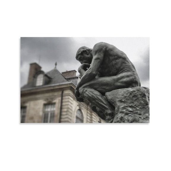 The Thinker By Auguste Rodin Poster Decorative Painting Canvas Wall Art Living Room Posters Bedroom Painting,Unframe-style,28×41inch (70×105cm)
