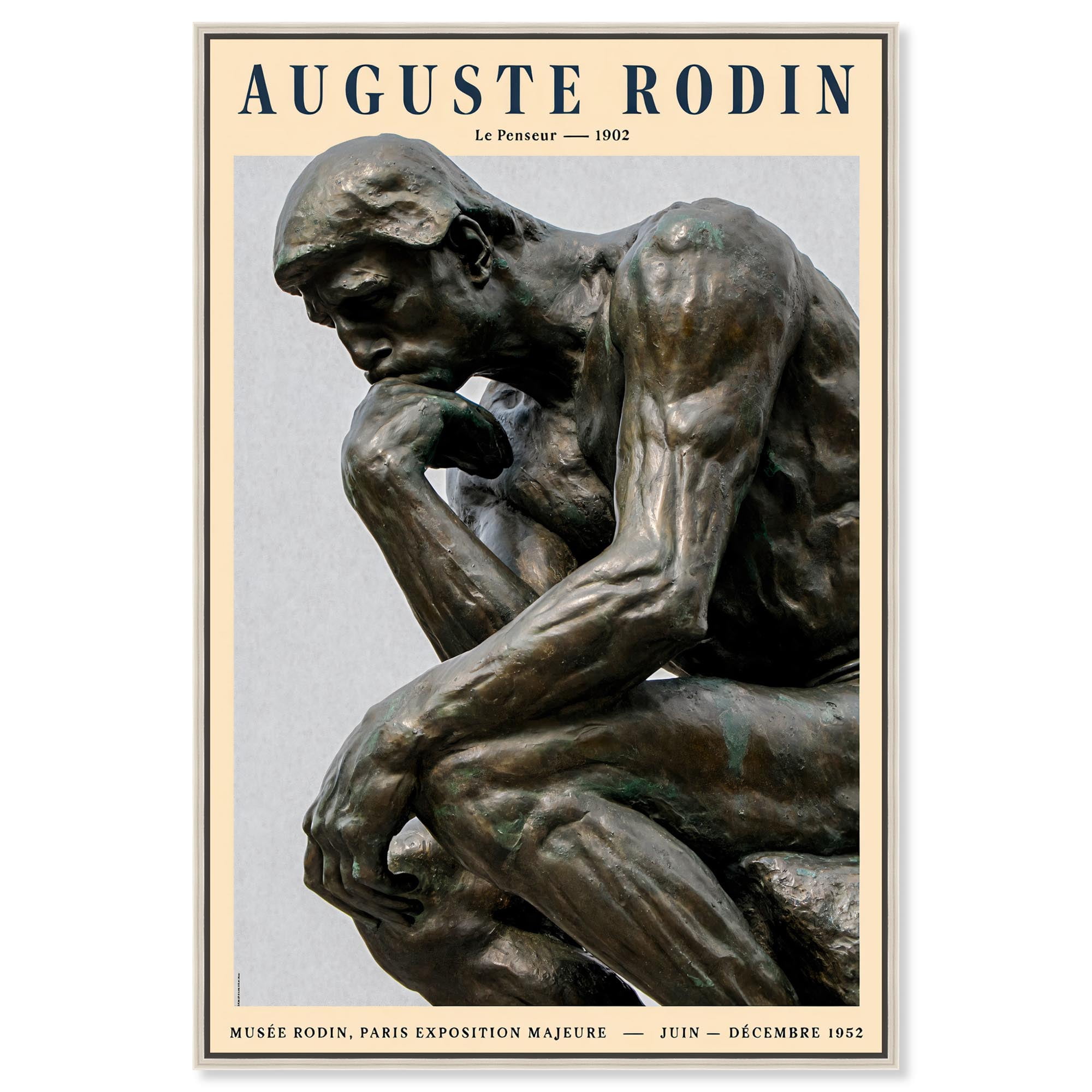 The Thinker Canvas Classic Art Posters by Art Remedy, Silver Frame, 24 ...