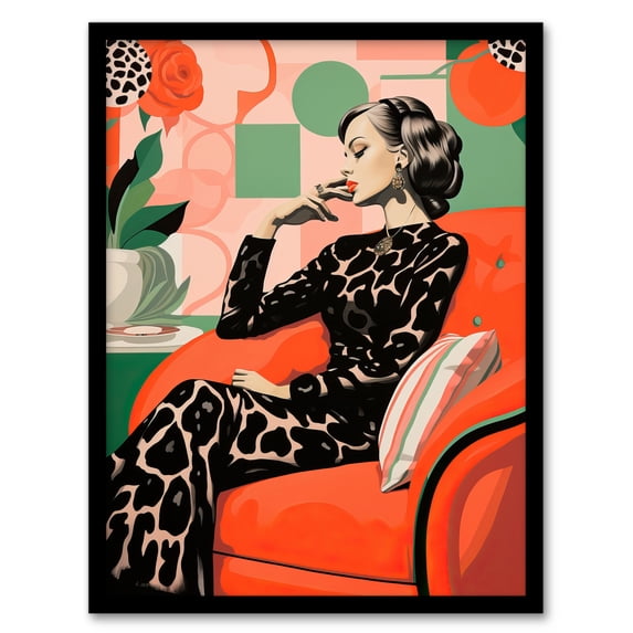 The Thinker Modern Female Portrait Artwork Framed Wall Art Print A4