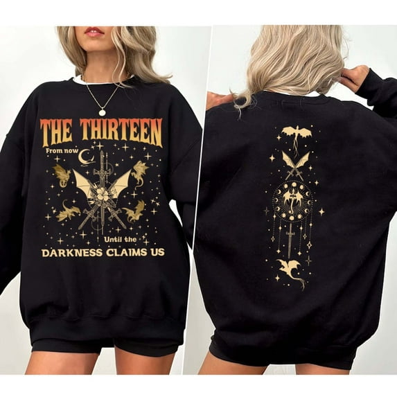 The Thirteen Throne Of Glass 2-Sided shirt, From Now Until The Darkness Claims Us Shirt, Sjm Merch, We Are The Thirteen, Bookish Gift, Light Blue Color, Size M