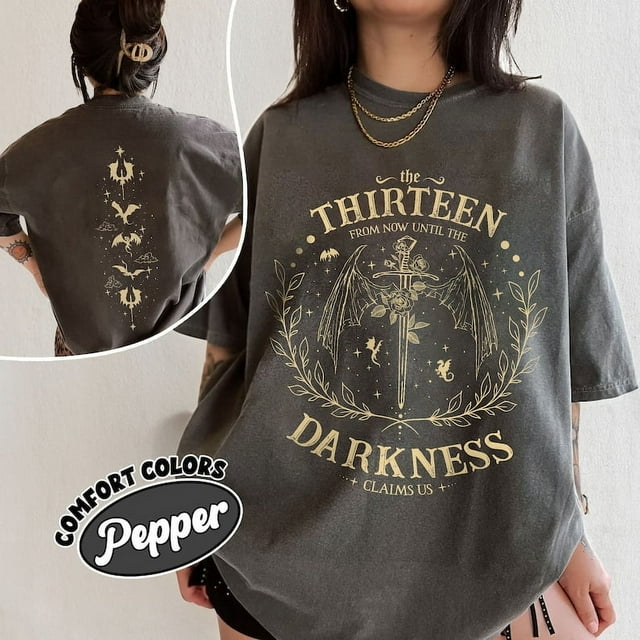 The Thirteen Throne Of Glass Comfort Colors Shirt, Sjm Merch, From Now Until The Darkness Claims Us Shirt, We Are The Thirteen, Bookish Gift, Yam Color, Size M