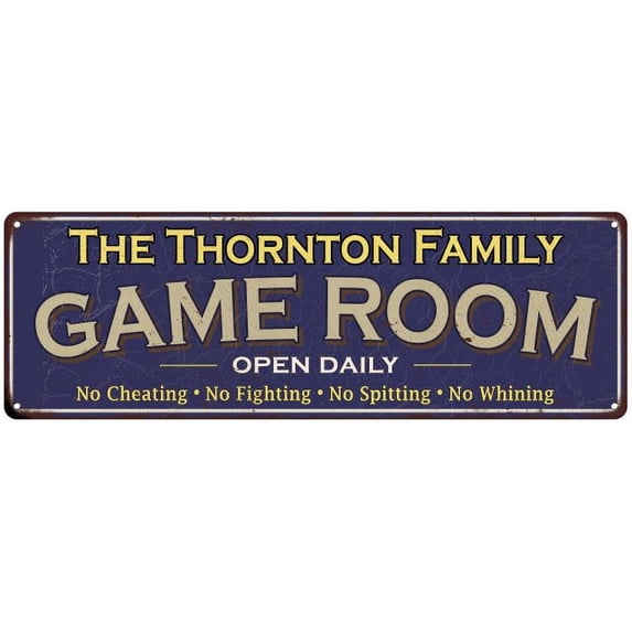 The Thornton Family Blue Game Room Metal 6x18 Sign 106180037866