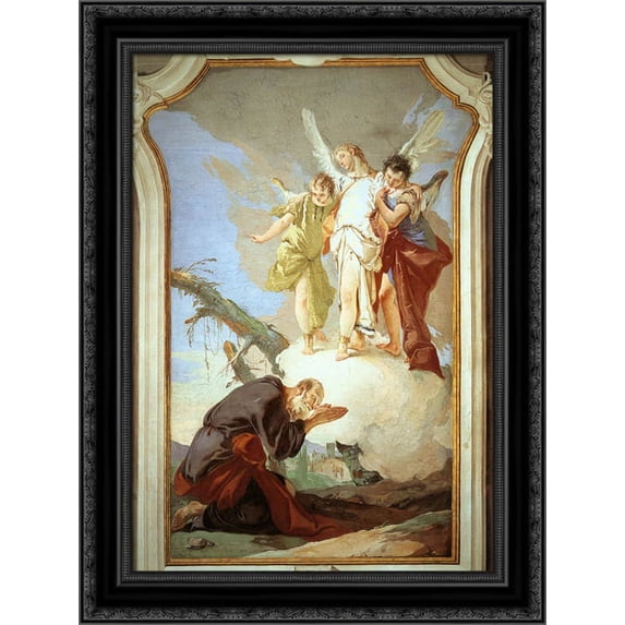 The Three Angels Appearing to Abraham 19x24 Black Ornate Wood Framed Canvas Art by Tiepolo, Giovanni Battista
