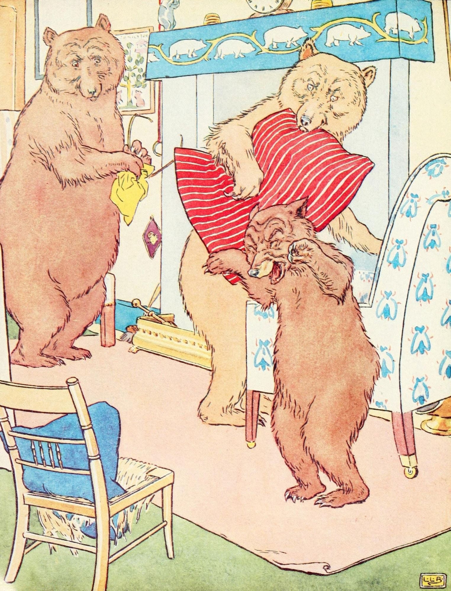 The Three Bears Baby Bears chair is broken Canvas Art - Leonard Leslie Brooke (24 x 36)