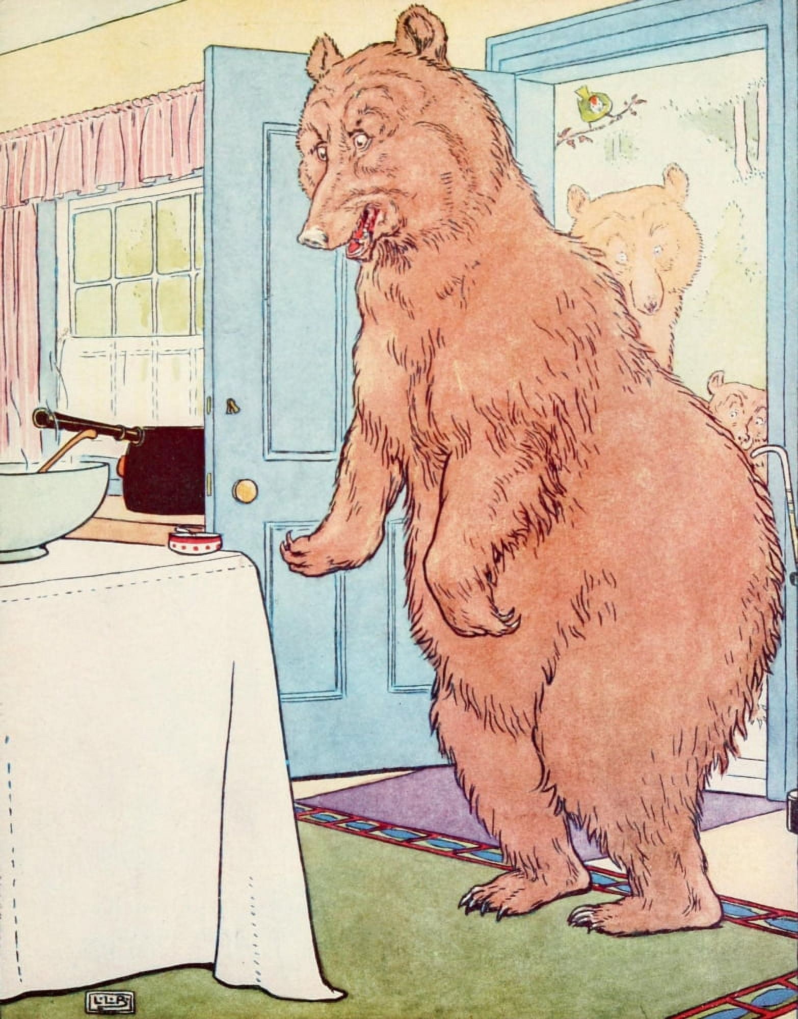 The Three Bears Daddy Bear arrives home Canvas Art - Leonard Leslie Brooke (24 x 36)