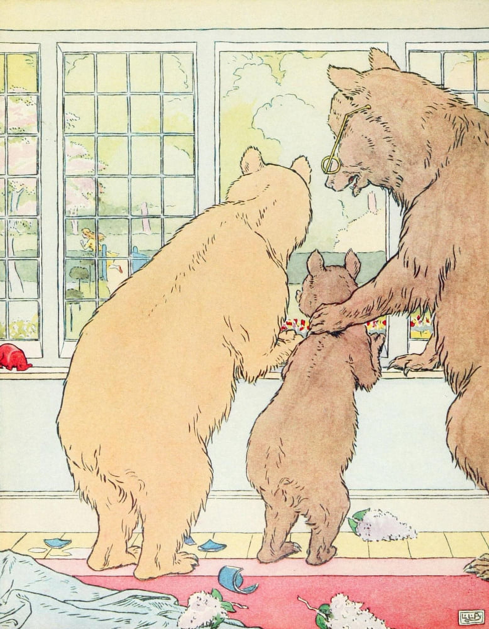 The Three Bears Goldilocks runs away Canvas Art - Leonard Leslie Brooke (24 x 36)