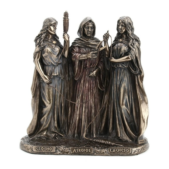 The Three Fates of Destiny Cold Cast Resin Antique Bronze Finish Greek Statue