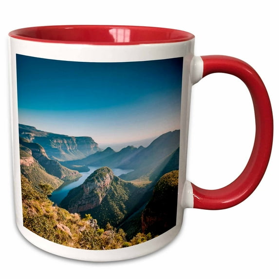 The Three Rondavels with the Blyde River, South Africa. 11oz Two-Tone Red Mug mug-207709-5