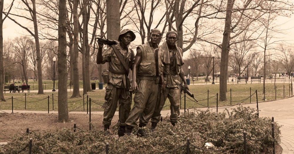 The Three Soldiers bronze statues at The Mall Washington DC USA Canvas Art - Panoramic Images (36 x 12)