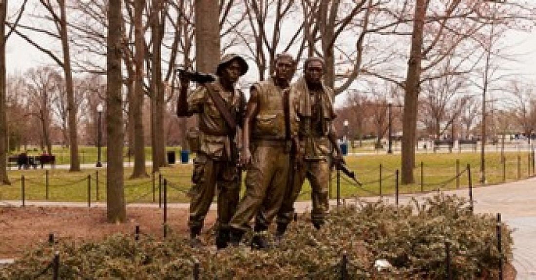 The Three Soldiers bronze statues at The Mall Washington DC USA Canvas Art - Panoramic Images (36 x 19)